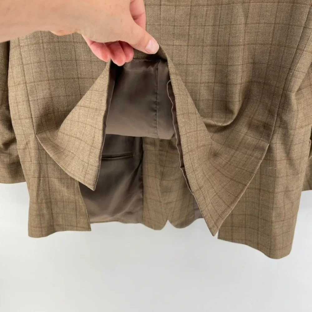 Jos A Bank Sport Coat 46R Brown Wool Silk‎ Blend Two Button Blazer Suit Jacket